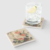  schilderen - Bloemen in een zeilboot. Stenen Onderzetter (Zijkant)