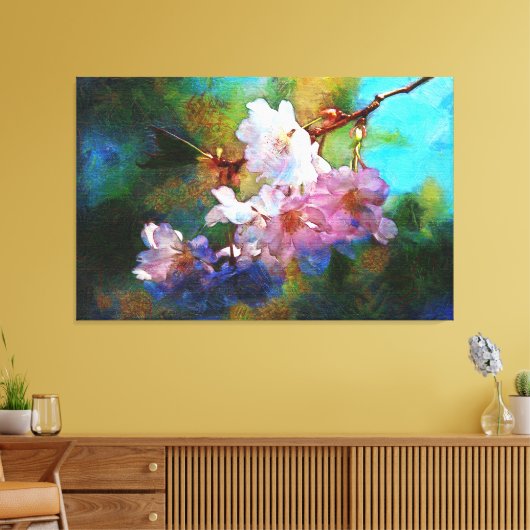 Schilderen Bloemen op een tak Prachtig Canvas Afdruk (Insitu (Woonkamer))
