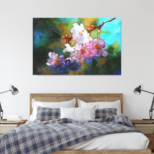 Schilderen Bloemen op een tak Prachtig Canvas Afdruk (Insitu (Slaapkamer))