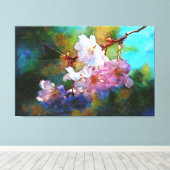 Schilderen Bloemen op een tak Prachtig Canvas Afdruk (Insitu (Houten vloer))