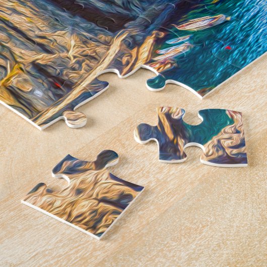 Schilderen Cinque Terre Liguria Italië Cliff Zee Legpuzzel (Zijkant)