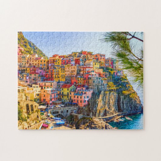 Schilderen Cinque Terre Liguria Italië Cliff Zee Legpuzzel (Horizontaal)