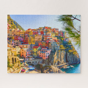 Schilderen Cinque Terre Liguria Italië Cliff Zee Legpuzzel