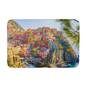 Schilderen Cinque Terre Liguria Italië Zee Klif Badmat