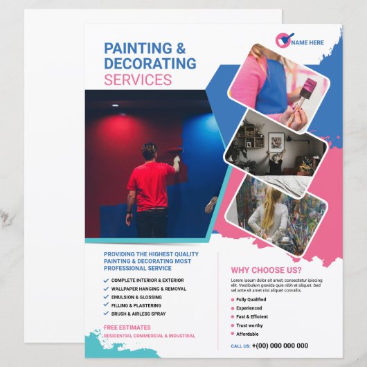 Schilderen & Decoreren Service Flyer Sjabloon (Voorkant / Achterkant)