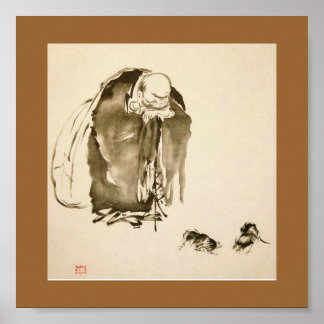 Schilderen door Miyamoto Musashi, c. jaren '1600 Poster