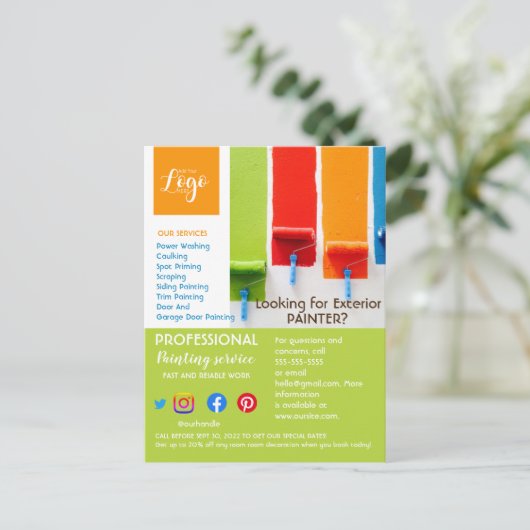 Schilderen en versieren van de handymanflyer briefkaart (Staand voorkant)