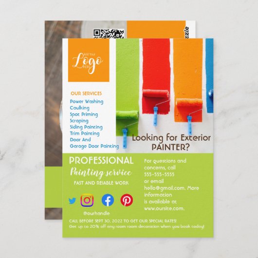 Schilderen en versieren van de handymanflyer briefkaart (Voorkant / Achterkant)