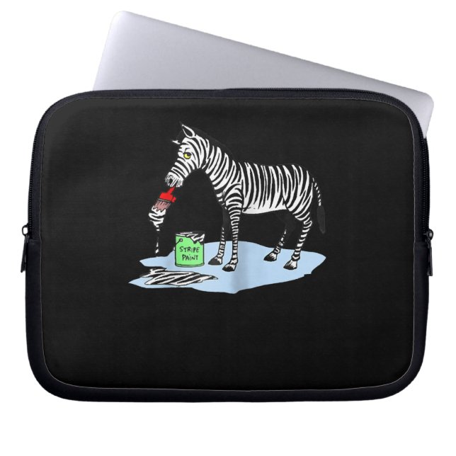 Schilderen | Grappig Cartoon Zebra schilderij Laptop Sleeve (Voorkant)