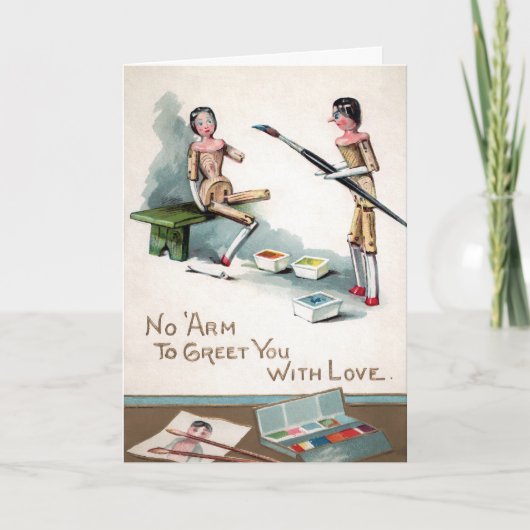 Schilderen Houten Poppen Vakantie Kaart (Voorkant)