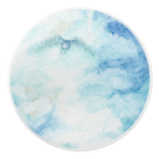 Schilderen in blauwe en witte hemel keramische knop (Voorkant)