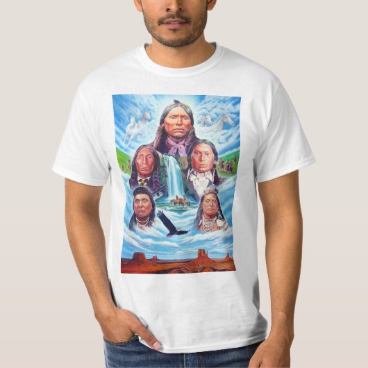Schilderen Indianen Sjabloon Mannen Modern T-shirt (Voorkant)