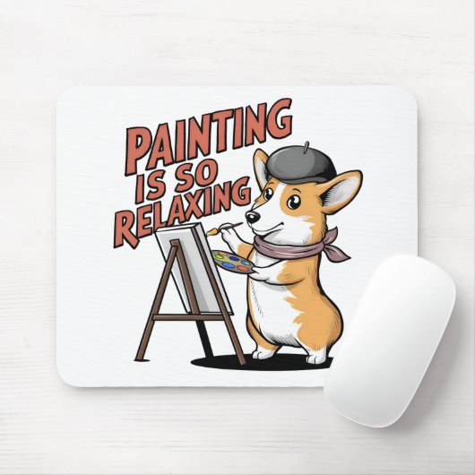 Schilderen is zo ontspannend, Corgi Artist Muismat (Met muis)