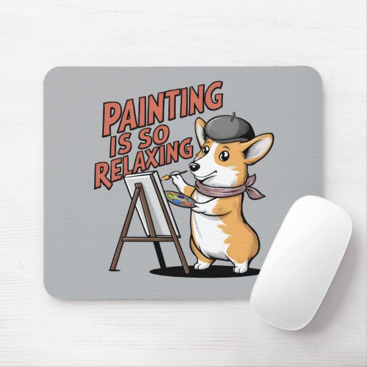 Schilderen Is Zo Ontspannend, Corgi Kunstenaar Mui Muismat (Met muis)