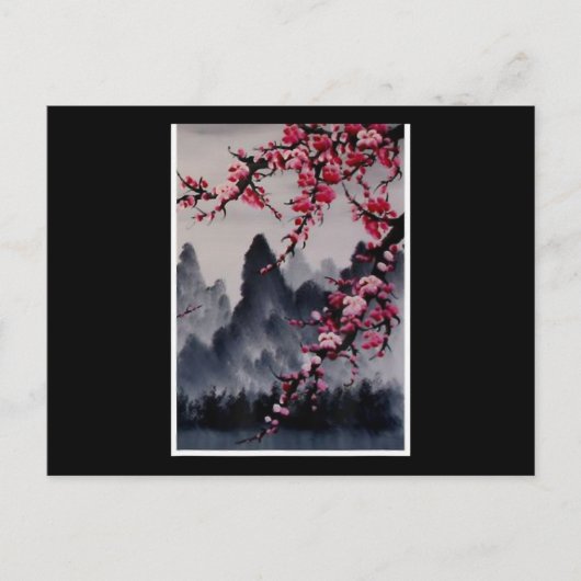 Schilderen | Japanse kunst Cherry Blossom Mountain Briefkaart (Voorkant)