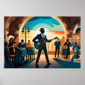 Schilderen Jazz Song Performance in Retro Style Ca Poster (Voorkant)