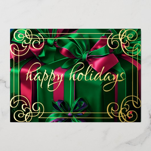 Schilderen Kerstcadeaus Smaragd Groen Bourgondië Folie Feestdagenkaart (Voorkant)