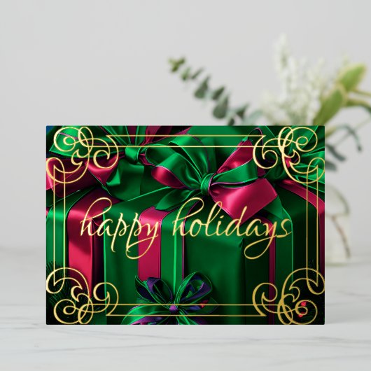 Schilderen Kerstcadeaus Smaragd Groen Bourgondië Folie Feestdagenkaart (Staand Voorkant)