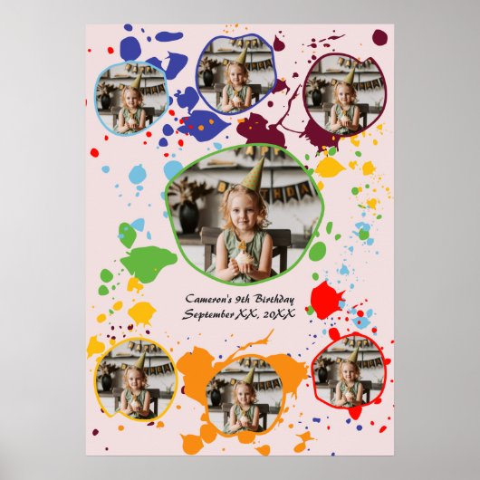 Schilderen kleurrijk 9e verjaardag Foto collage Poster (Voorkant)