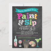 Schilderen Kunstfeest Krijtbord Stijl Uitnodiging (Voorkant)