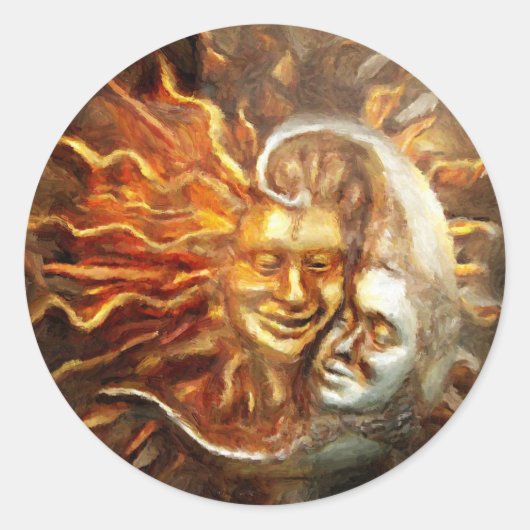 Schilderen : Lunar Loves Solar Ronde Sticker (Voorkant)