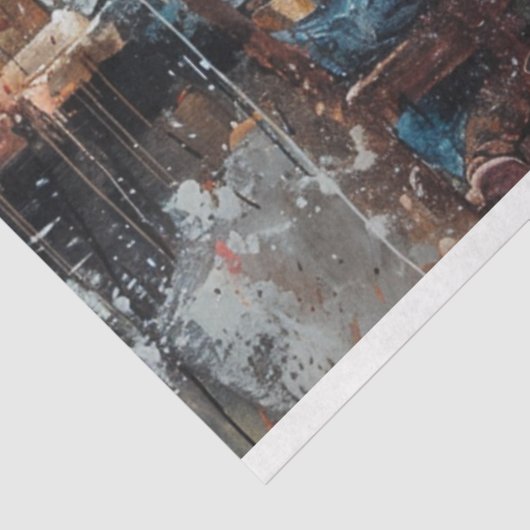 Schilderen Mannen bij Westerne Saloon Decoupage Tissuepapier (Detail)