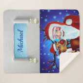 Schilderen met glimlende Rudolf en kerstman Sherpa Deken (Voorkant (horizontaal))