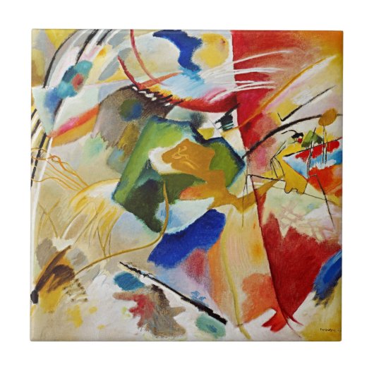 Schilderen met Groen Centrum door Wassily Kandinsk Tegeltje (Voorkant)