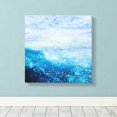 Schilderen met oceaangolven, schuim met zee canvas afdruk (Insitu (Houten vloer))