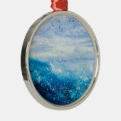 Schilderen met oceaangolven, schuim met zee metalen ornament (Rechts)