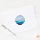 Schilderen met oceaangolven, schuim met zee ronde sticker (Envelop)