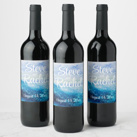 Schilderen met oceaangolven, schuim met zee wijn etiket (Flessen)