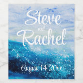 Schilderen met oceaangolven, schuim met zee wijn etiket (Enkel label)