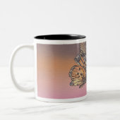 Schilderen met vlinder tijdens de vlucht tweekleurige koffiemok (Links)