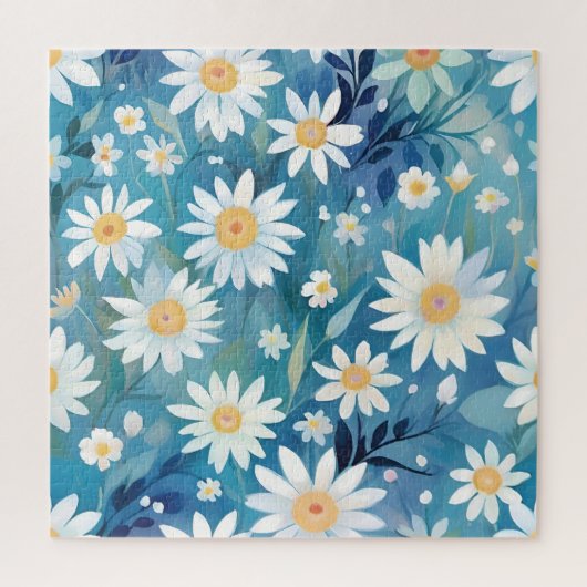Schilderen met witte bloemen legpuzzel (Verticaal)
