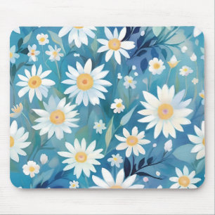 Schilderen met witte bloemen muismat