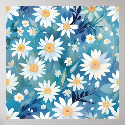 Schilderen met witte bloemen poster (Voorkant)