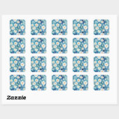 Schilderen met witte bloemen vierkante sticker (Vel)