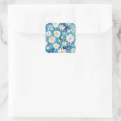 Schilderen met witte bloemen vierkante sticker (Tas)