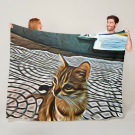 Schilderen mooie kat fleece deken