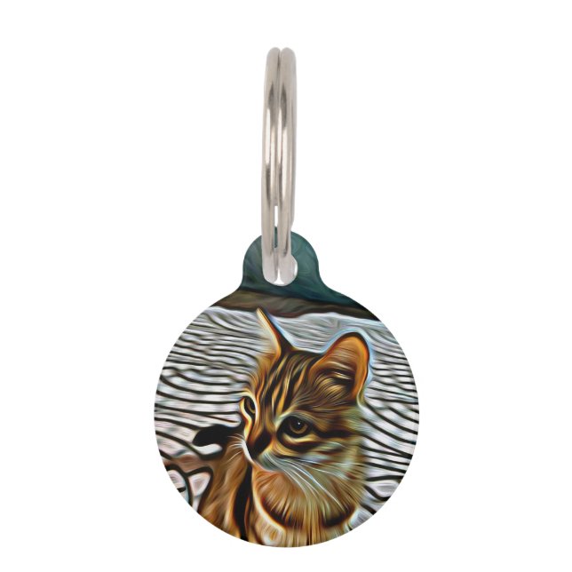 Schilderen Mooie Kat Huisdierpenning (Voorkant)