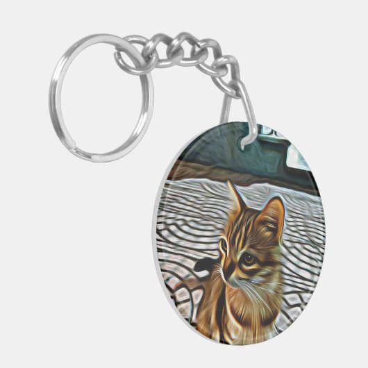 Schilderen Mooie Kat Sleutelhanger (Voorkant Links)