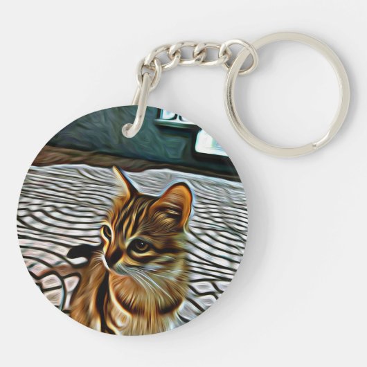 Schilderen Mooie Kat Sleutelhanger (Achterkant)
