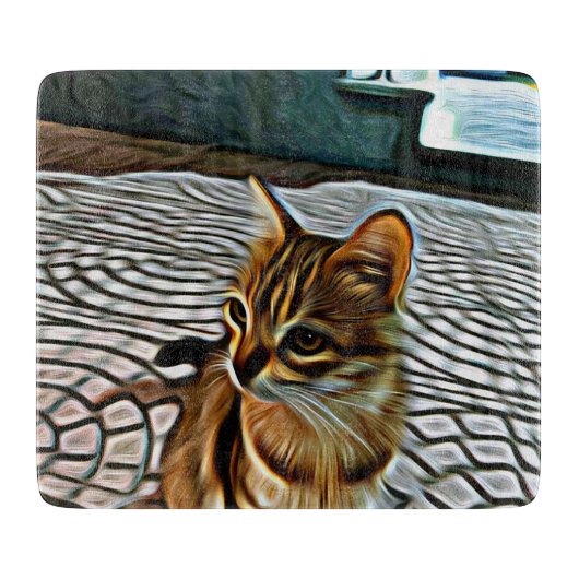 Schilderen mooie kat snijplank (Voorkant)