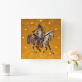  schilderen, Native American Brave and Horse Vierkante Klok (Huis)