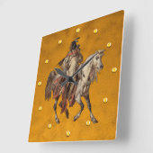  schilderen, Native American Brave and Horse Vierkante Klok (Hoek)