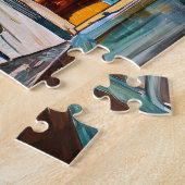 Schilderen ontbijt op raam uitzicht Mediterraan ze Legpuzzel (Zijkant)