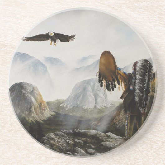 Schilderen op Onderzetter Eagle en Indiaas (Voorkant)