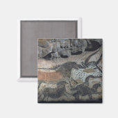 Schilderen op steen van een stier en paarden, c.17 magneet (Voorkant / Achterkant)