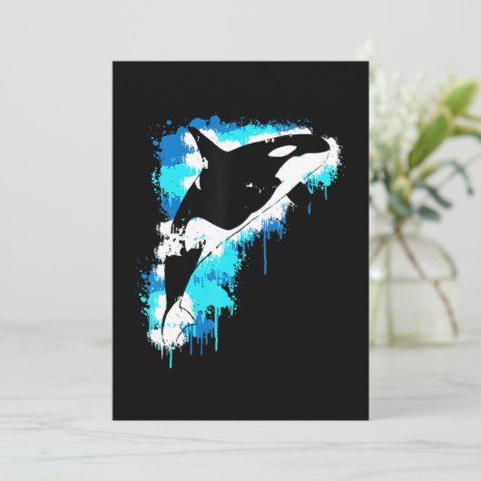 Schilderen | Orka walvis Waterverf schilderij Artf Kaart (Staand voorkant)